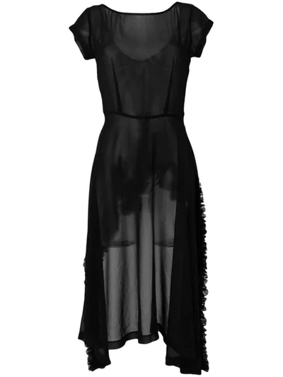 Pre-owned Comme Des Garçons 1998 Sheer Asymmetric Dress In Black