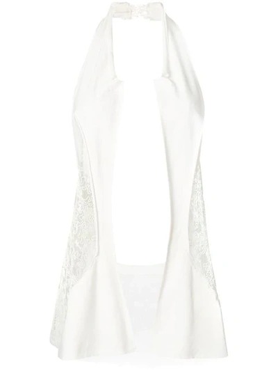 Pre-owned Yohji Yamamoto Vintage Panelled Lace Waistcoat In White