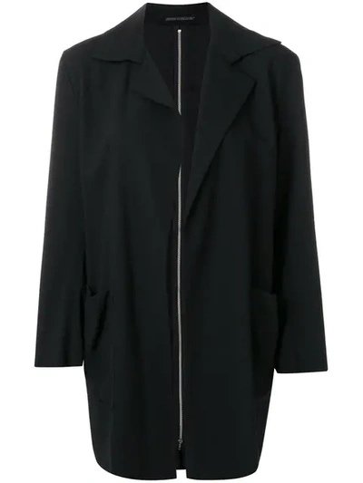 Pre-owned Yohji Yamamoto Vintage Zipped Back Boxy Blazer In Black
