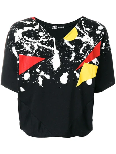 Pre-owned Kansai Yamamoto Vintage 1980s Paint Splatter Print T-shirt In Black