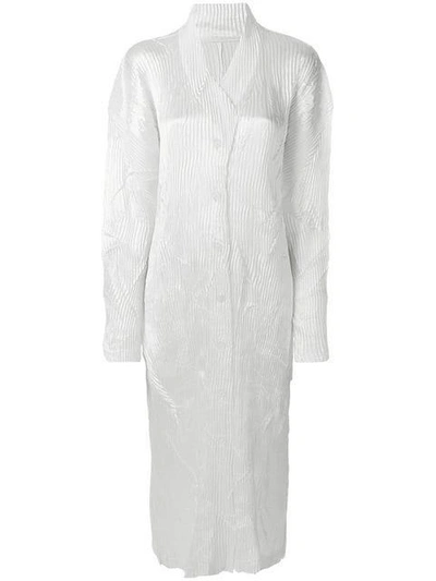 Pre-owned Issey Miyake Pleated Texture Long Dress In White