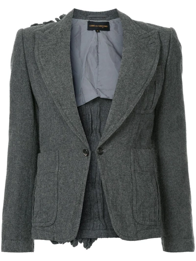 Pre-owned Comme Des Garçons Ruffle Back Detail Blazer In Grey