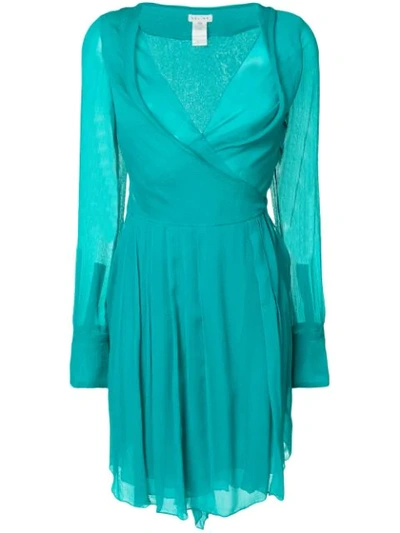 Pre-owned Celine Chiffon Dress In Green