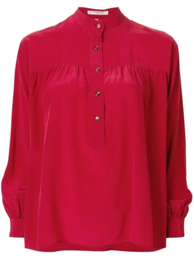Pre-owned Saint Laurent Button Up Blouse In Red