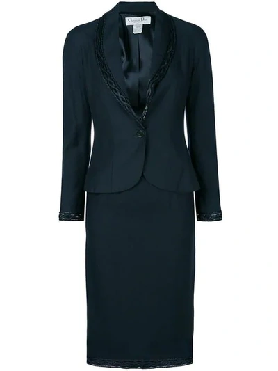 Pre-owned Dior 2000s  Braided Detail Skirt Suit In Blue