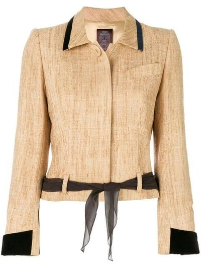 Pre-owned John Galliano Tied Waist Jacket In Neutrals