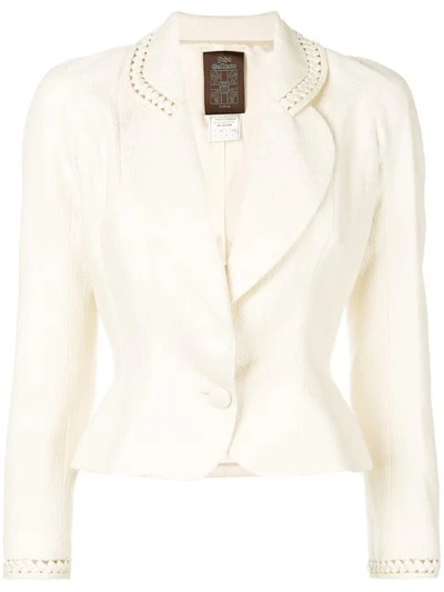 Pre-owned John Galliano Cut-out Detail Fitted Blazer In Neutrals