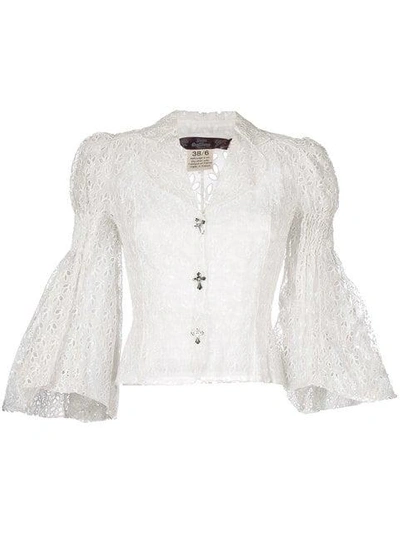 Pre-owned John Galliano English Embroidery Blouse In White