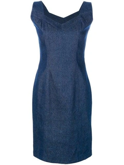 Pre-owned John Galliano Sweetheart Neckline Dress In Blue