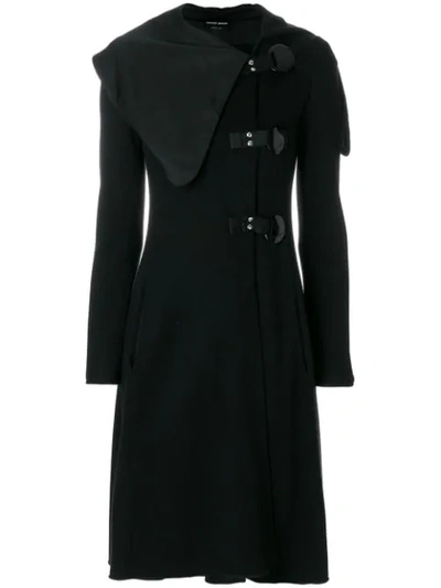 Pre-owned Giorgio Armani Oversized Asymmetric Lapels Coat In Black