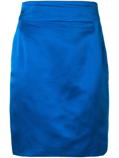 Pre-owned Versace High Rise Fitted Skirt In Blue