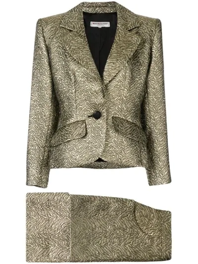 Pre-owned Saint Laurent Nervure Embroidered Skirt Suit In Metallic