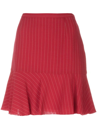 Pre-owned Moschino Vintage Pinstripe Mini Skirt In Red