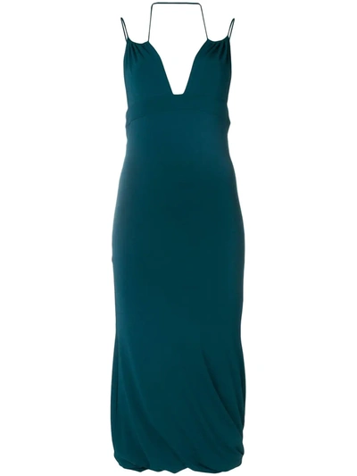 Pre-owned Romeo Gigli Vintage Plunge Dress In Blue