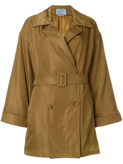 Prada Vintage Belted Parka - Brown