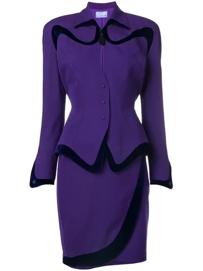 Mugler Thierry  Vintage Skirt And Jacket Set - Purple