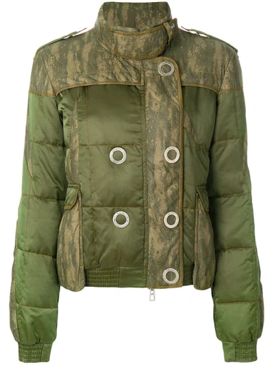 Pre-owned Dior  Double-breasted Quilted Jacket In Green
