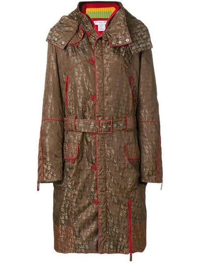 Pre-owned Dior  Logo Print Hooded Coat In Brown