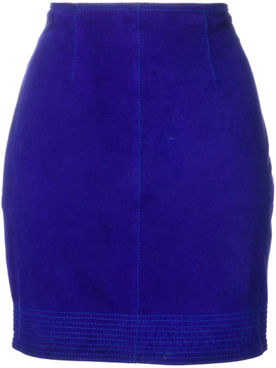 Pre-owned Versace Fitted Mini Skirt In Blue
