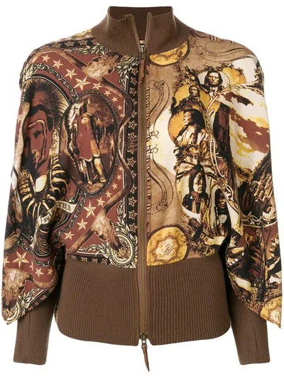 Pre-owned Jean Paul Gaultier Vintage Ribbed Detail Printed Jacket In Brown