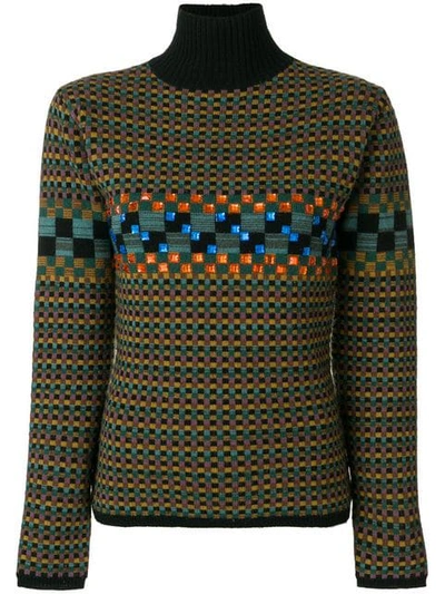 Pre-owned Jean Paul Gaultier Vintage Square Pattern Knit Jumper In Multicolour