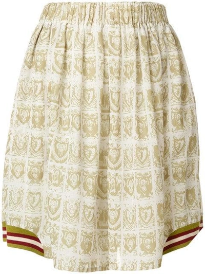 Pre-owned Jean Paul Gaultier Vintage Printed Pleated Skorts In Green
