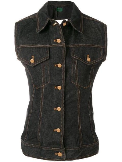 Pre-owned Jean Paul Gaultier Vintage Denim Waistcoat In Black