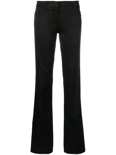 Pre-owned Versace Bootcut Satin Trousers In Black