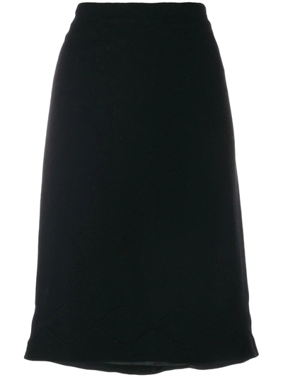 Pre-owned Jil Sander Vintage Scallop Stitch Detail Skirt In Black