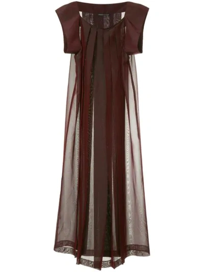 Pre-owned Yohji Yamamoto Vintage Pleated Maxi Dress In Red