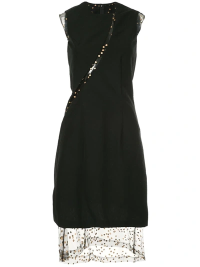 Pre-owned Comme Des Garçons Sheer Panel A-line Dress In Black