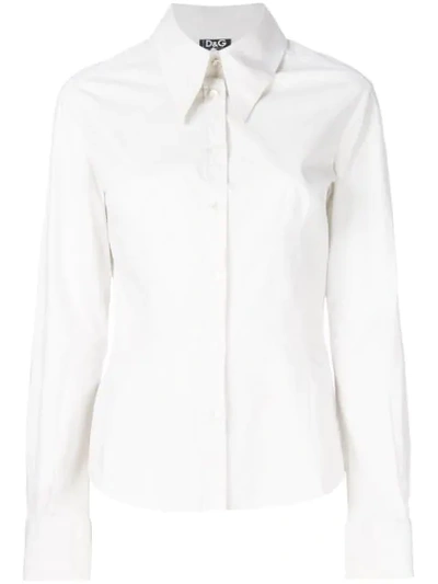 Pre-owned Dolce & Gabbana Pointed Collar Slim Shirt In White
