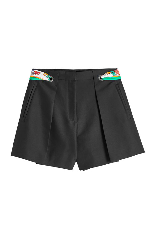 Emilio Pucci Cotton Shorts With Printed Scarf In Black | ModeSens