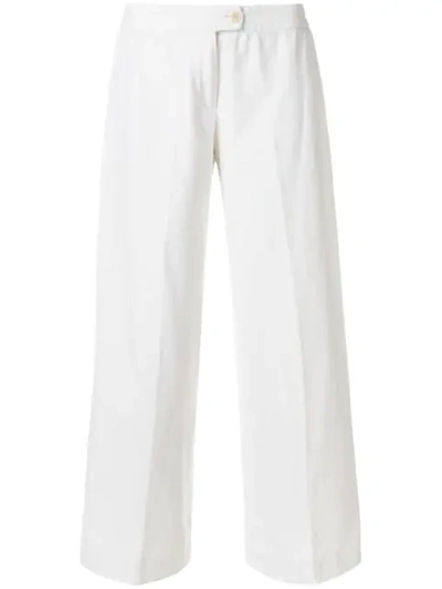 Pre-owned Moschino Vintage Wide-leg Trousers In White