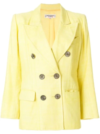 Pre-owned Saint Laurent Double Breasted Blazer In Yellow