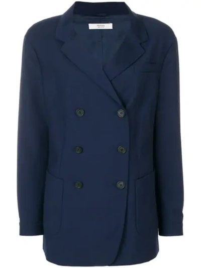 Pre-owned Prada Double Breasted Jacket In Blue