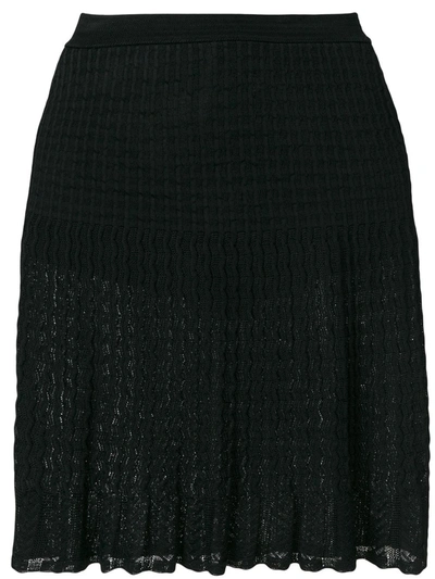 Pre-owned Alaïa Pleated Lace Skirt In Black