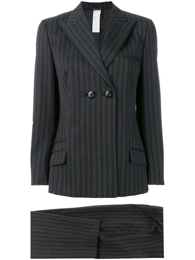 Pre-owned Versace Striped Suit In Black