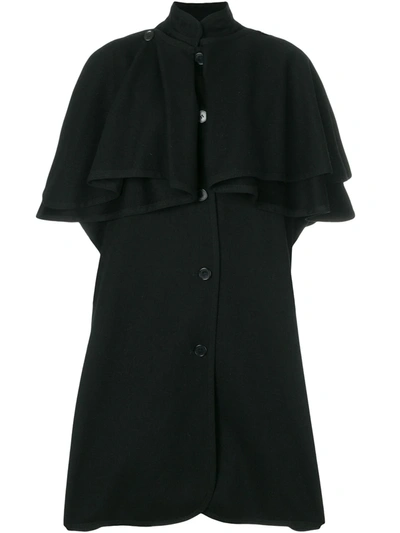 Pre-owned Saint Laurent 1970s Mid-length Cape Coat In Black