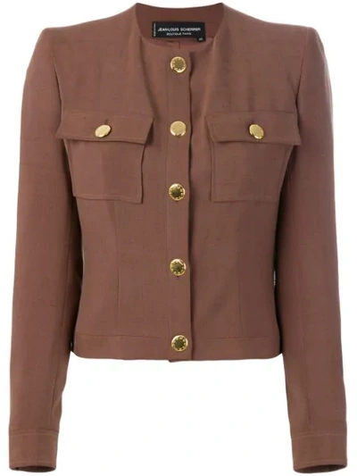 Pre-owned Jean Louis Scherrer Vintage Cropped Jacket In Brown