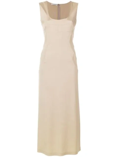 Pre-owned Dolce & Gabbana Sleeveless Bodycon Maxi Dress In Neutrals