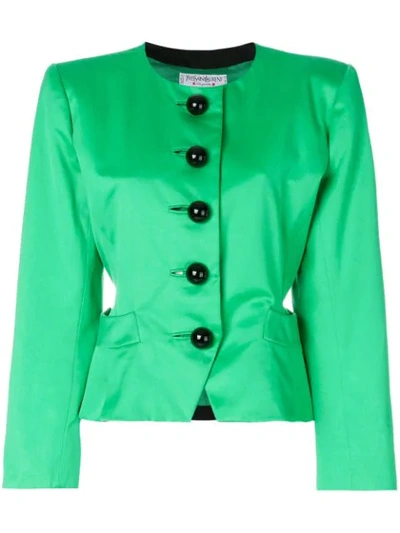 Pre-owned Saint Laurent Oversized Button-detailed Jacket In Green