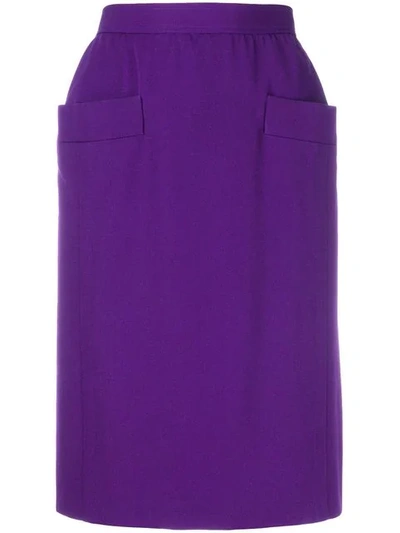 Saint Laurent Yves  Vintage Pencil Skirt - Purple