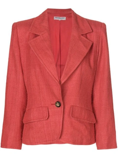 Pre-owned Saint Laurent Structured Distressed Blazer In Red