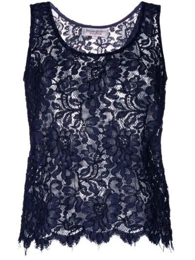 Pre-owned Saint Laurent Lace Tank Top In Blue