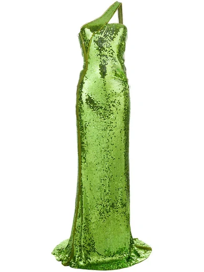 Gucci Single Shoulder Sequin Dress - Green