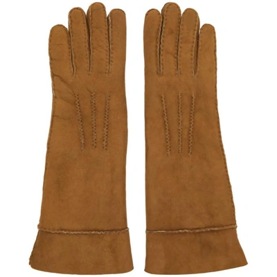 Isabel Marant Tan Shearling Gloves In 50co Cognac