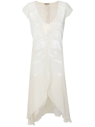 Pre-owned Giorgio Armani Beaded Ruffled Dress In White