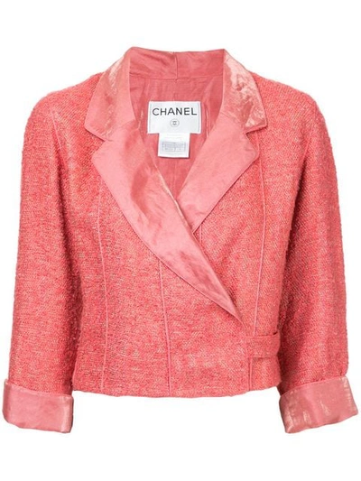 Pre-owned Chanel Wrap Tweed Jacket In Pink