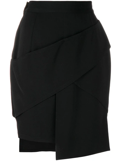 Pre-owned Versace 1990s Asymmetric Short Skirt In Black